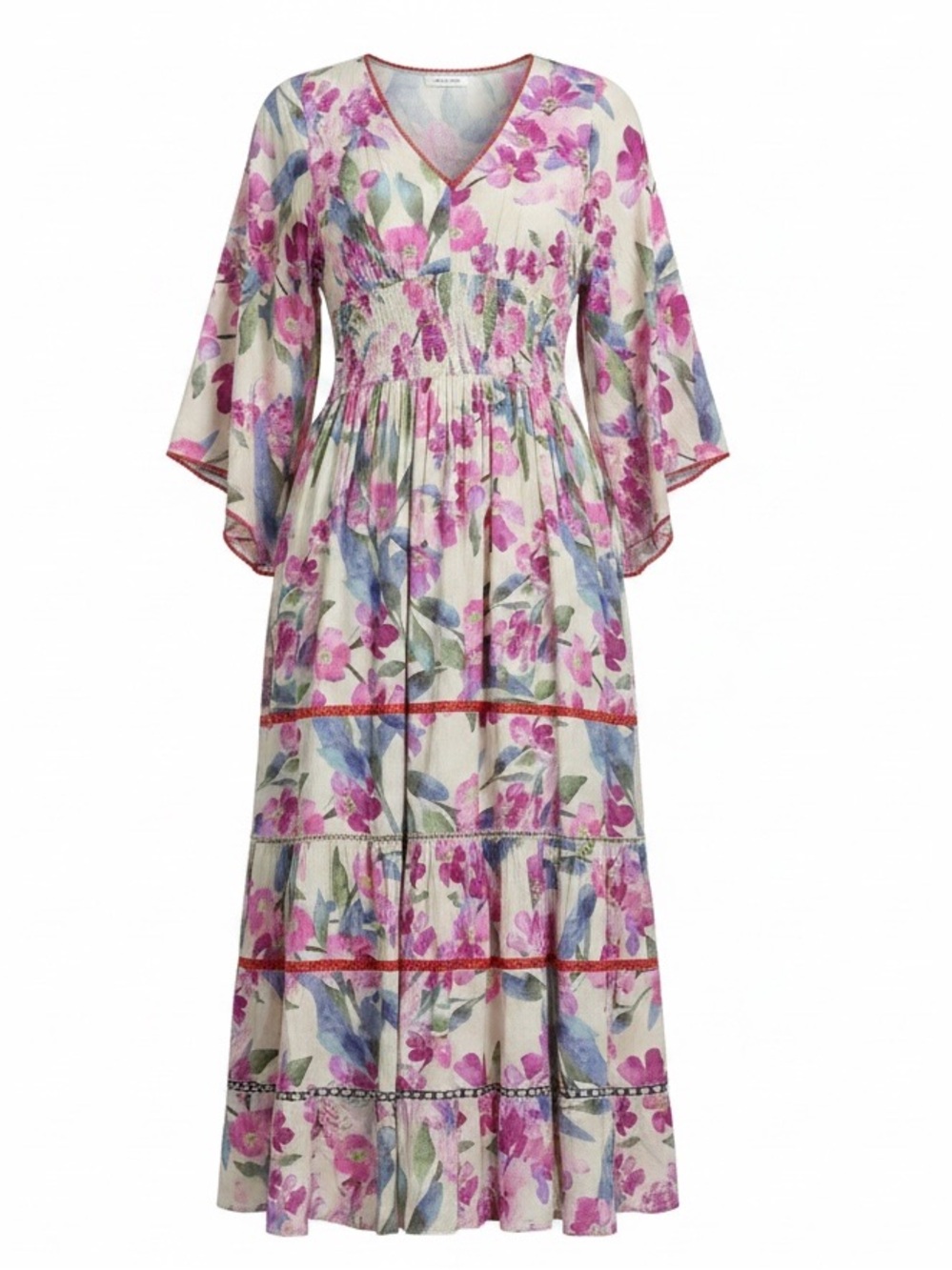 Bl^nk London Sz XS Dress Floral V-Neck Maxi Midi Boho Anthropologie Romantic